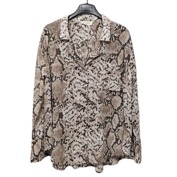STORIA Snake Print Semi-Sheer Blouse M - Picture 2 of 6